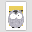 Owl Sketch Style Nursery Yellow Poster