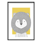 Lion Sketch Style Nursery Yellow Poster