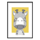 Giraffe Sketch Style Nursery Yellow Poster