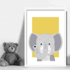 Elephant Sketch Style Nursery Yellow Poster