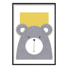 Bear Sketch Style Nursery Yellow Poster
