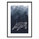 Geometric Turtle with Navy Palms Art Print