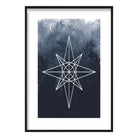 Geometric Star with Navy Palms Art Print