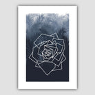 Geometric Rose Floral with Navy Palms Art Print