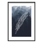 Geometric Feather with Navy Palms Art Print