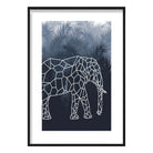 Geometric Elephant with Navy Palms Art Print