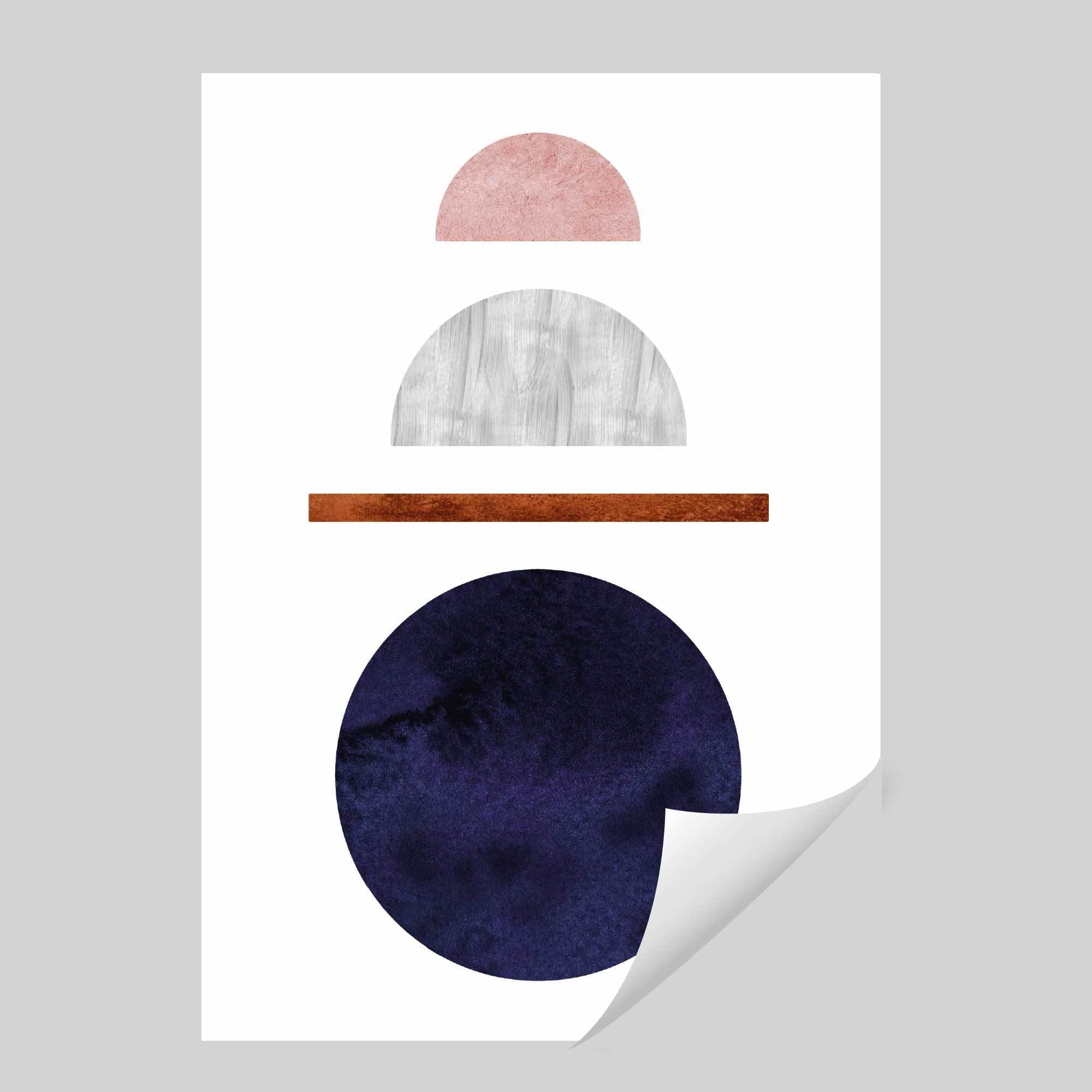 Geometric Abstract Navy Blue, Blush & Copper No1