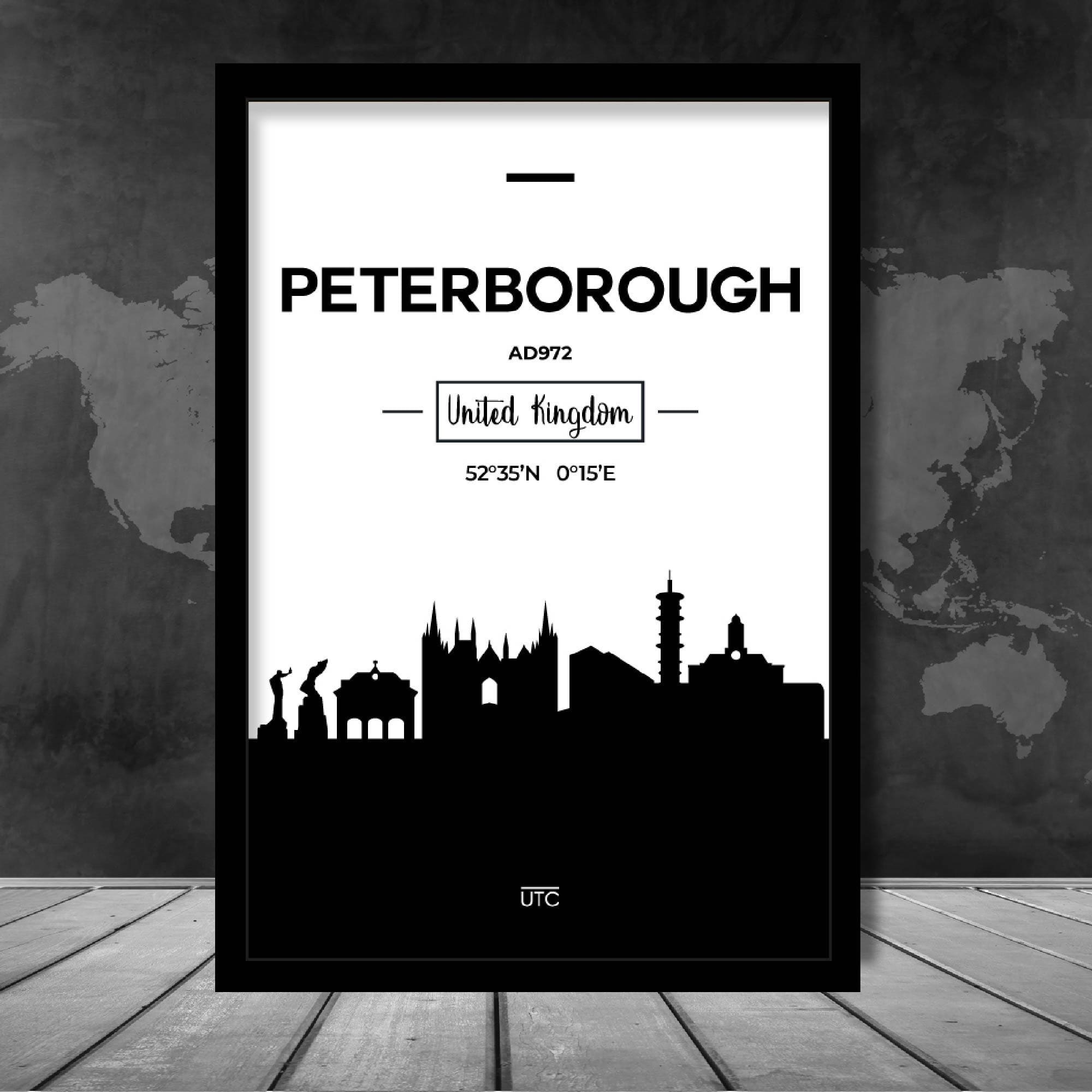 Peterborough City Skyline Cityscape Print