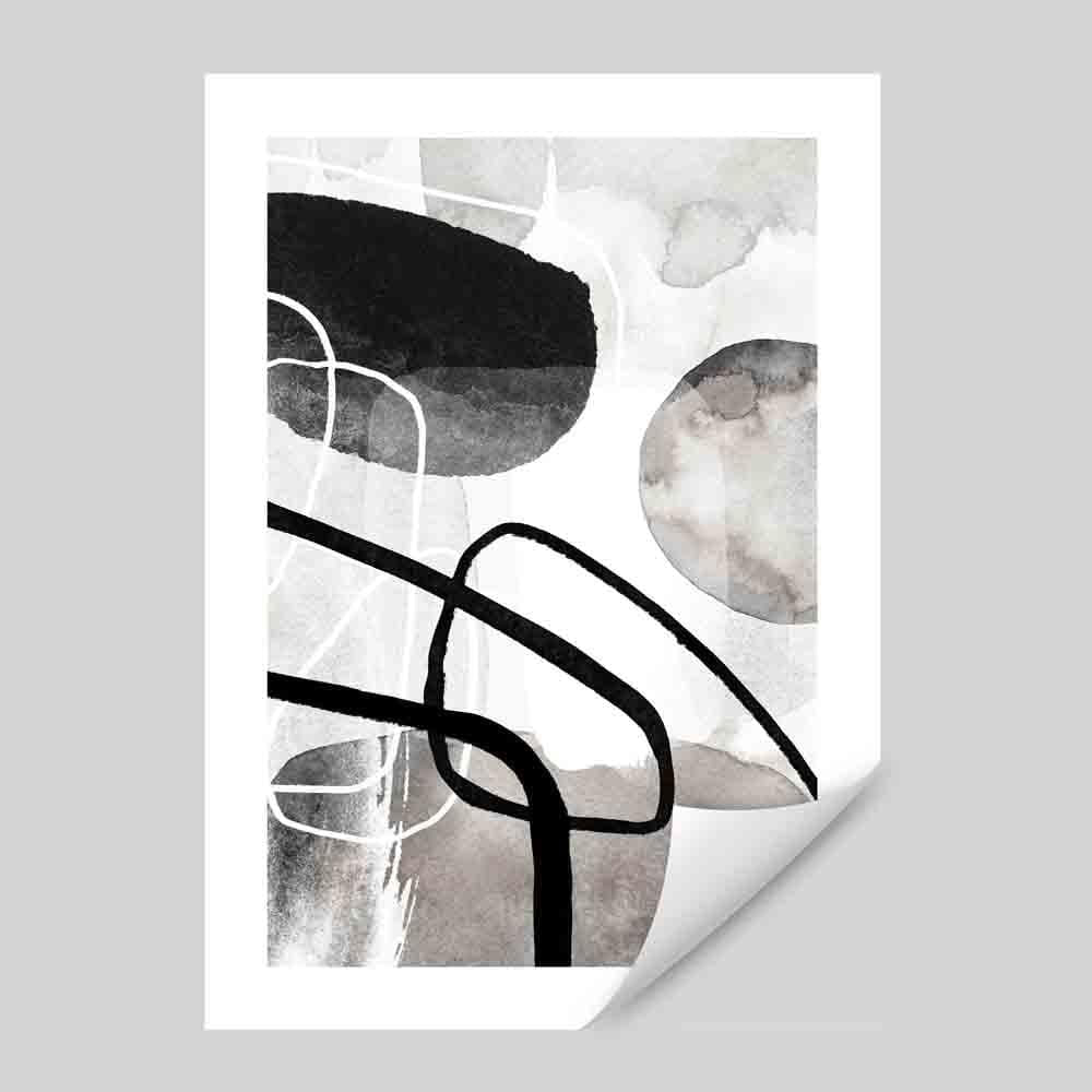 Abstract Black and Grey Shapes No 1 Poster