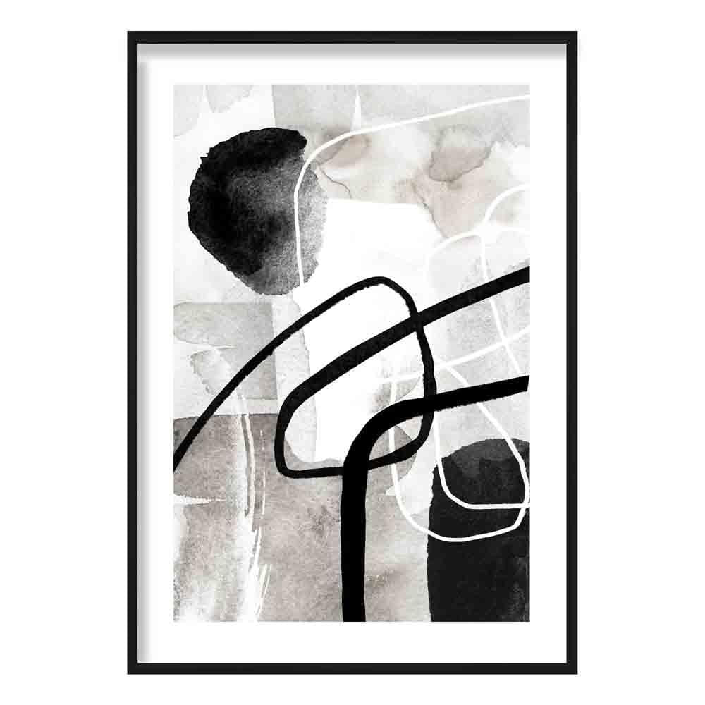 Abstract Black and Grey Shapes No3 Poster