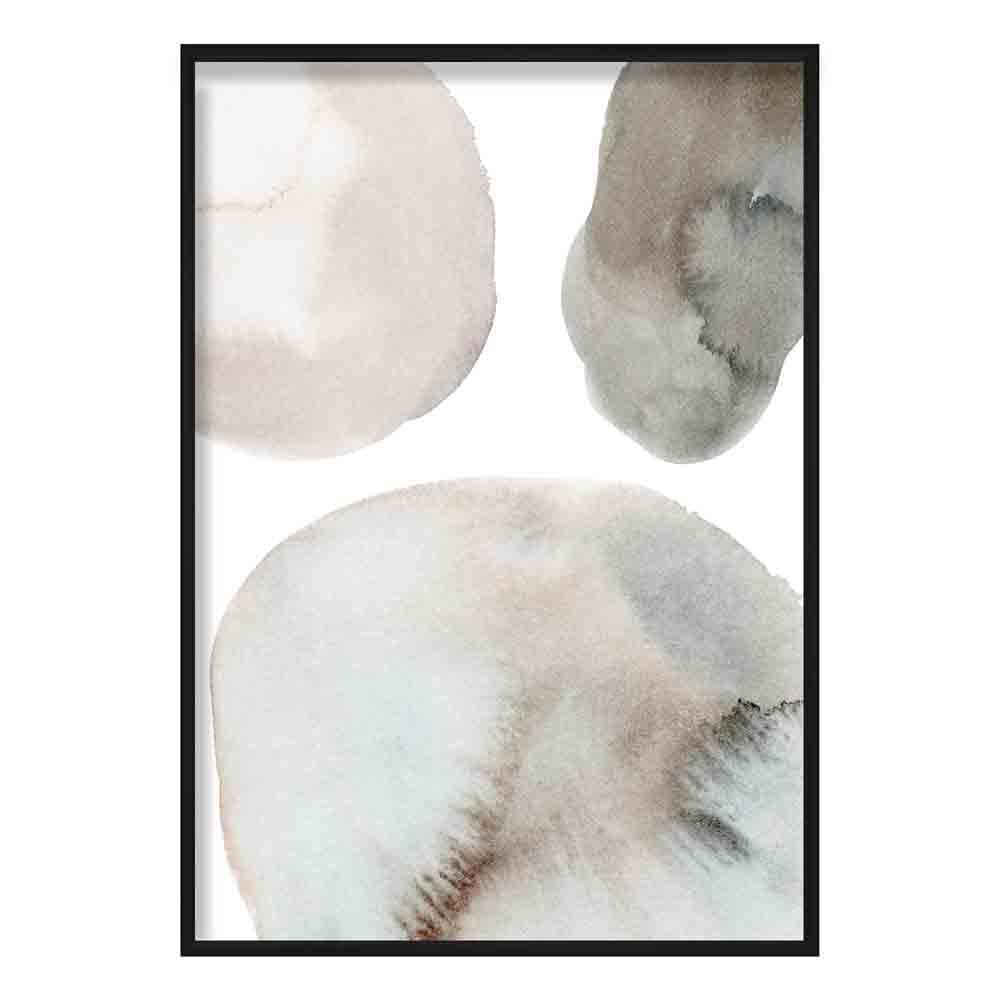 Beige and Grey Watercolour Shapes Art Print 01