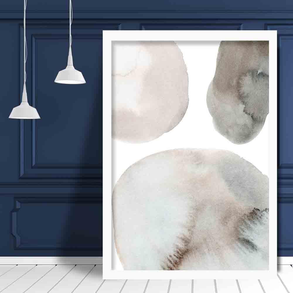 Beige and Grey Watercolour Shapes Art Print 01