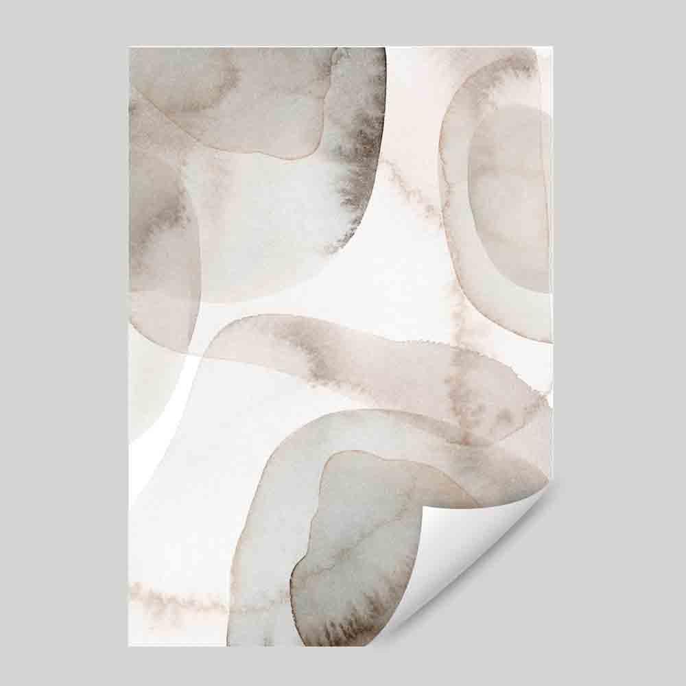 Beige and Grey Watercolour Shapes Art Print 02