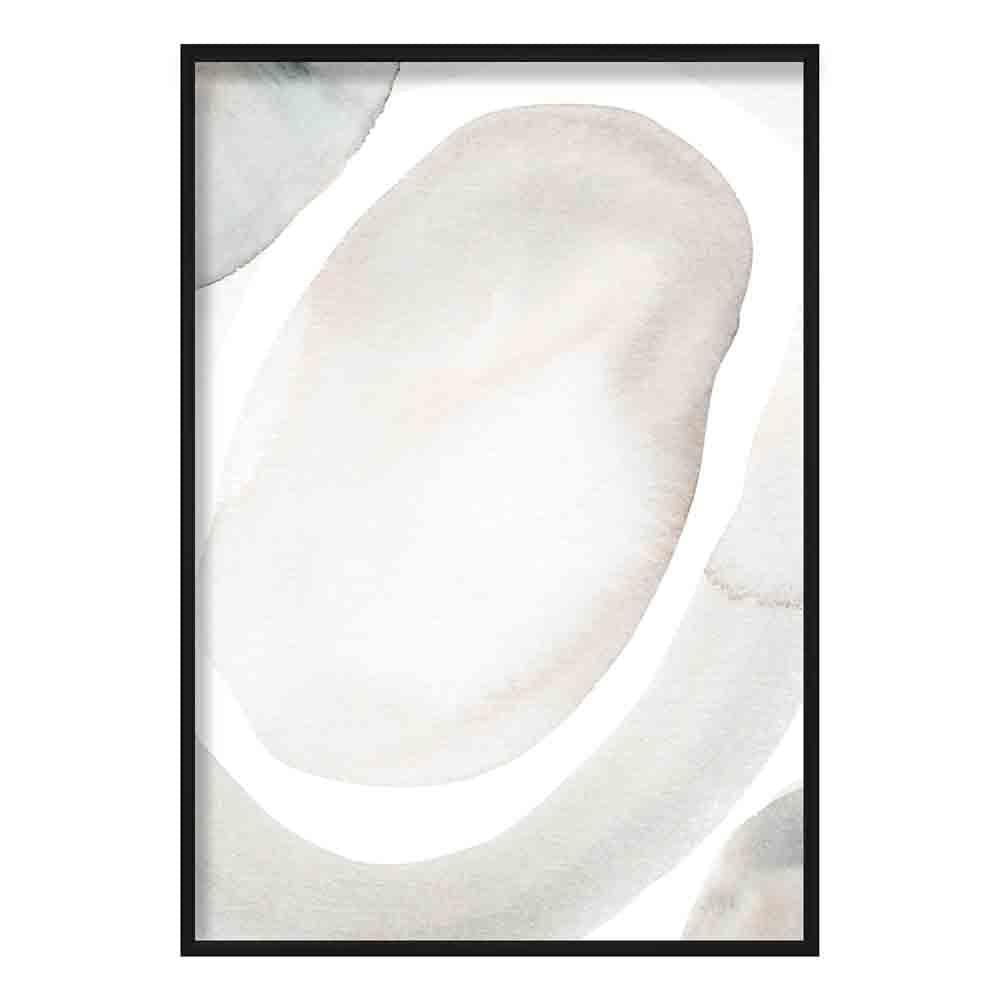 Beige and Grey Watercolour Shapes Art Print 03
