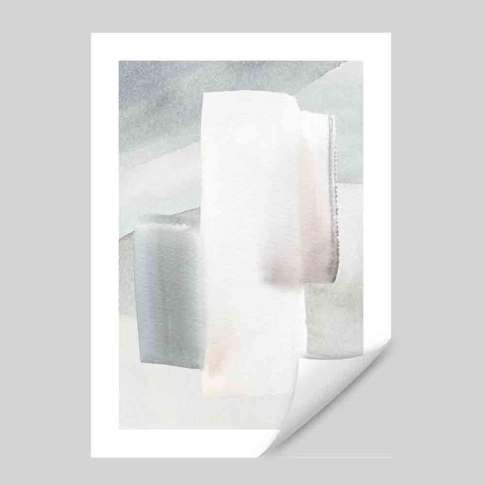 Watercolour Strokes Beige and Grey Art Print 01