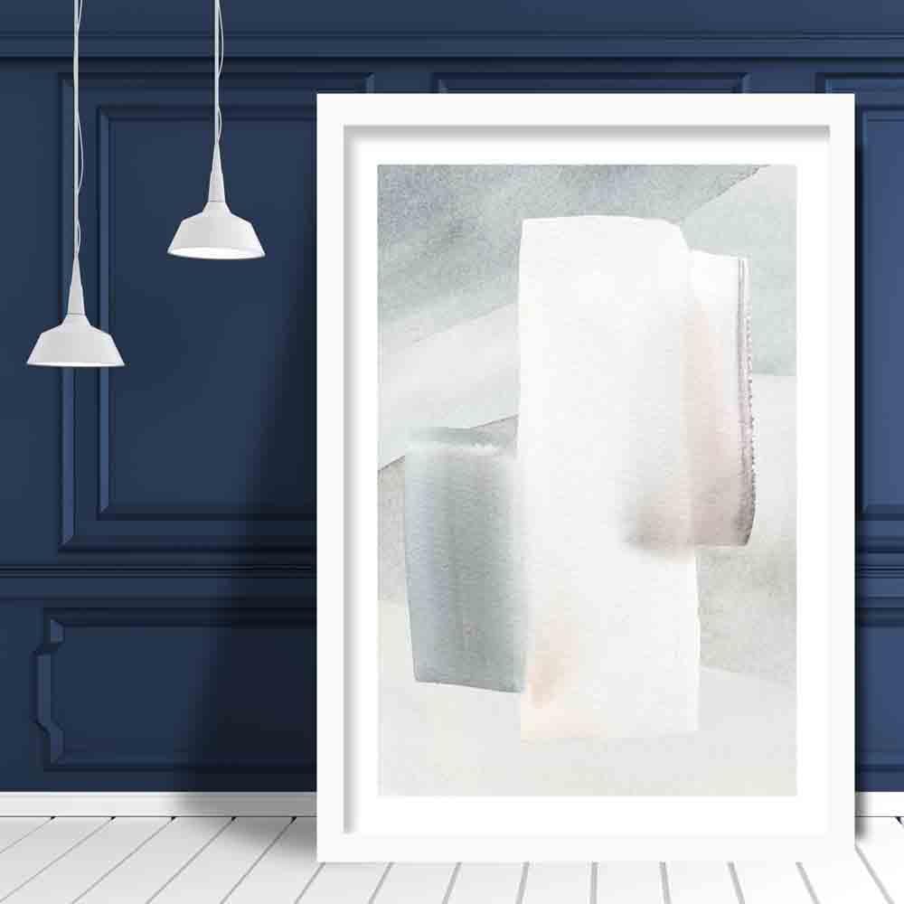 Watercolour Strokes Beige and Grey Art Print 01