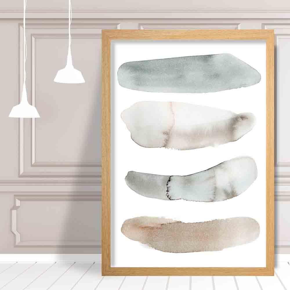 Watercolour Strokes Beige and Grey Art Print 02
