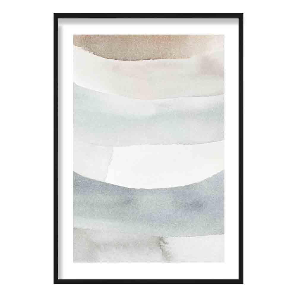 Watercolour Strokes Beige and Grey Art Print 03