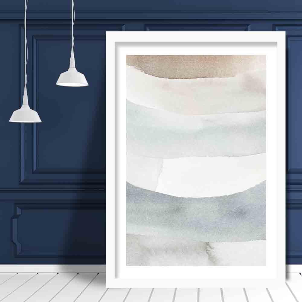 Watercolour Strokes Beige and Grey Art Print 03