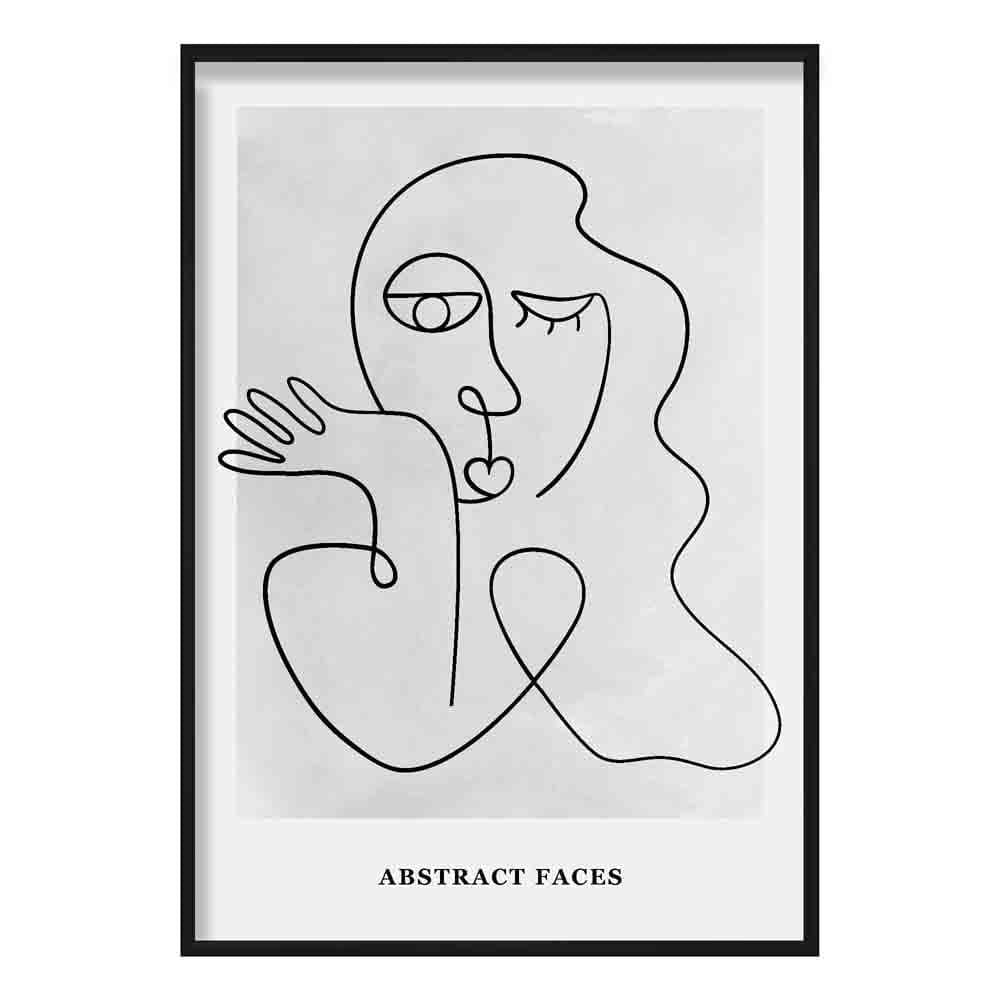 Grey Abstract Faces Wall Art Print 01