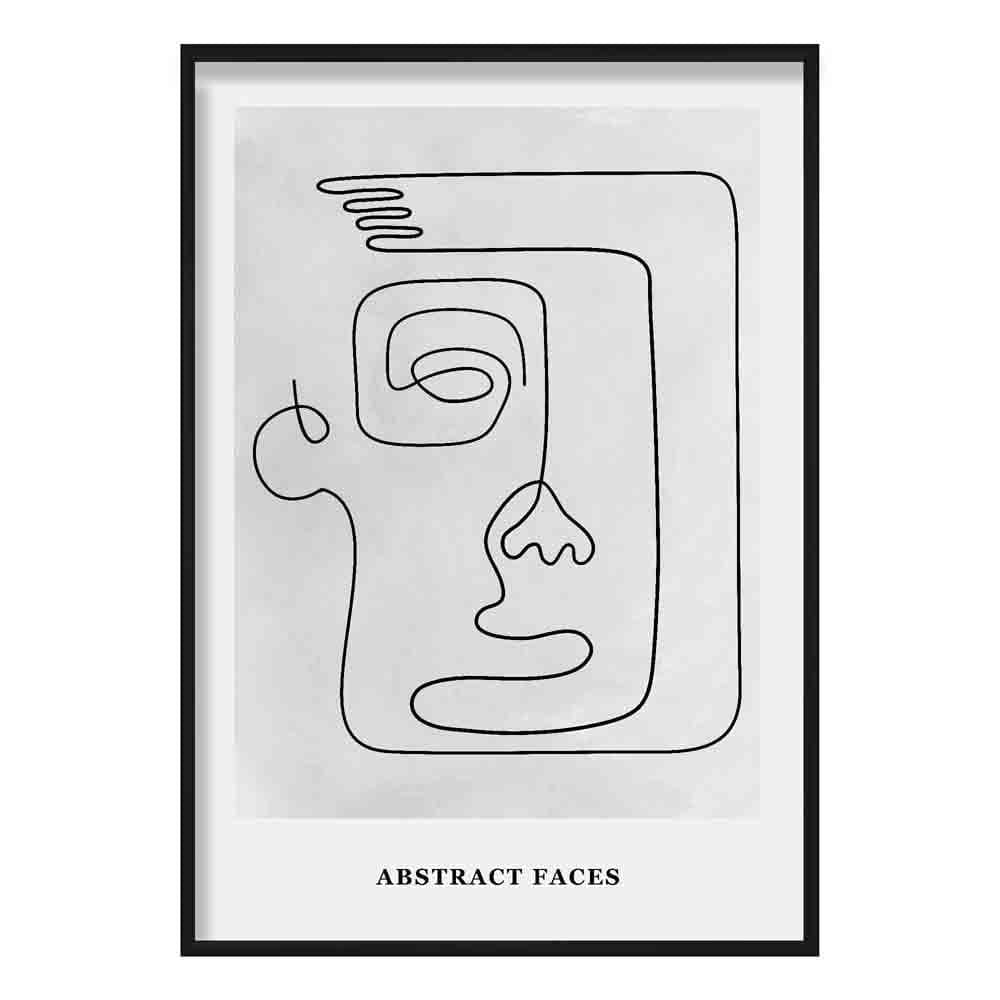 Grey Abstract Faces Wall Art Print 02