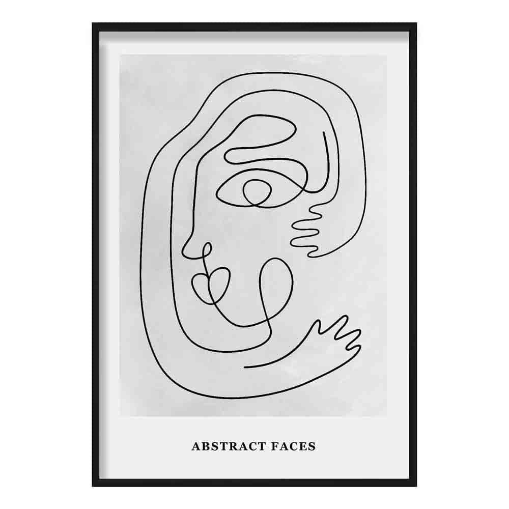Grey Abstract Faces Wall Art Print 03