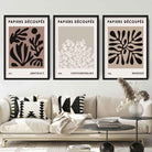 Set of 3 Matisse Style Cut Out Brown & Black Wall Art Prints