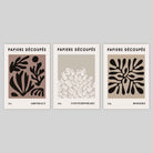 Matisse Style Cut Out Brown & Black Set of 3 Wall Art Framed / Prints | Artze Wall Art UK