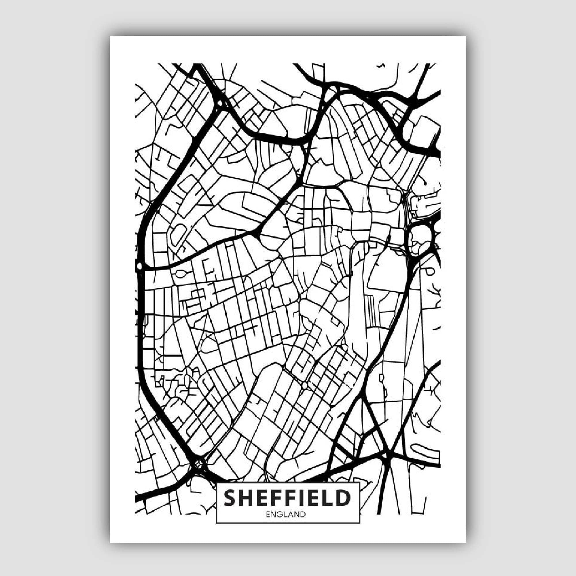 Sheffield City Street Map Print