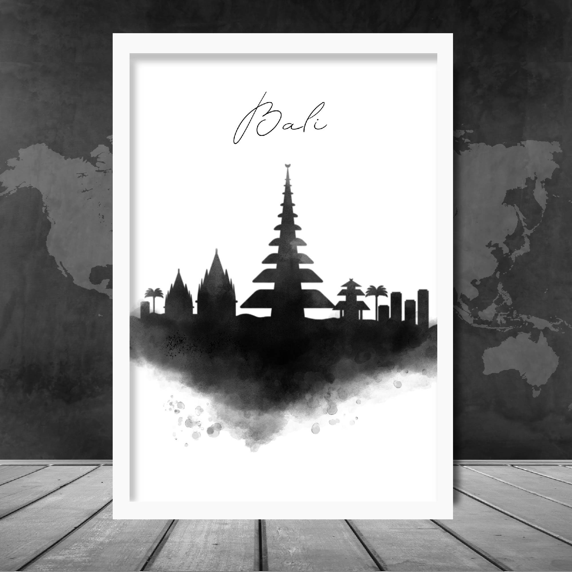 Bali Watercolour Skyline Cityscape Print