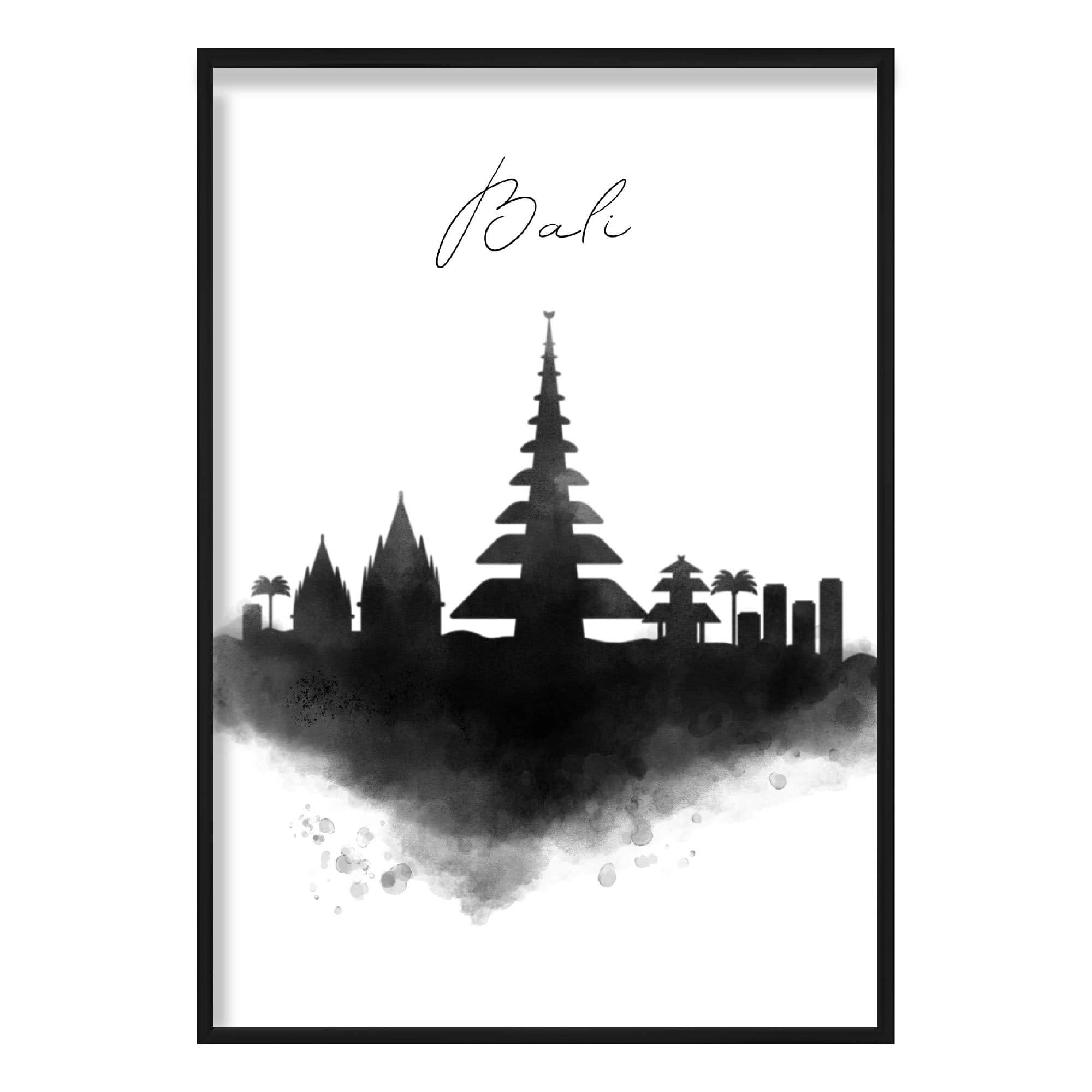 Bali Watercolour Skyline Cityscape Print