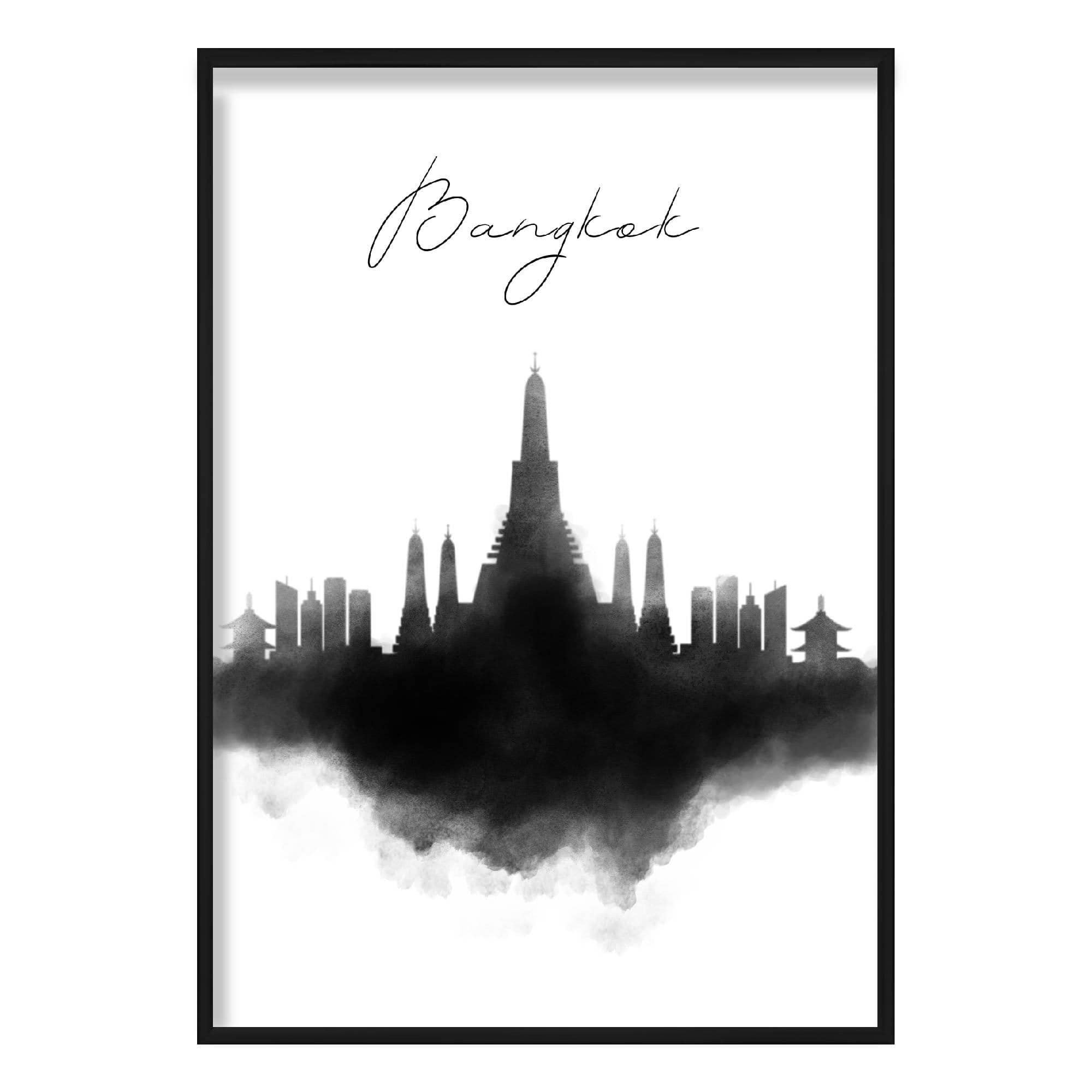 Bangkok Watercolour Skyline Cityscape Print