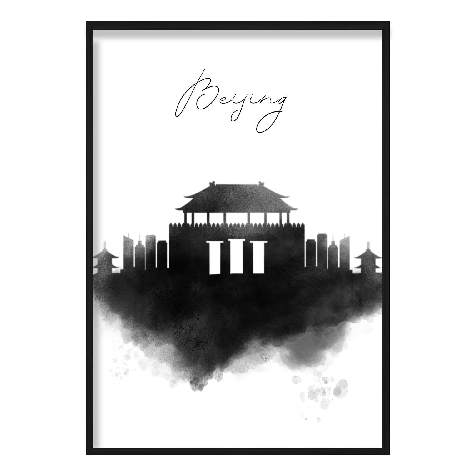Beijing Watercolour Skyline Cityscape Print