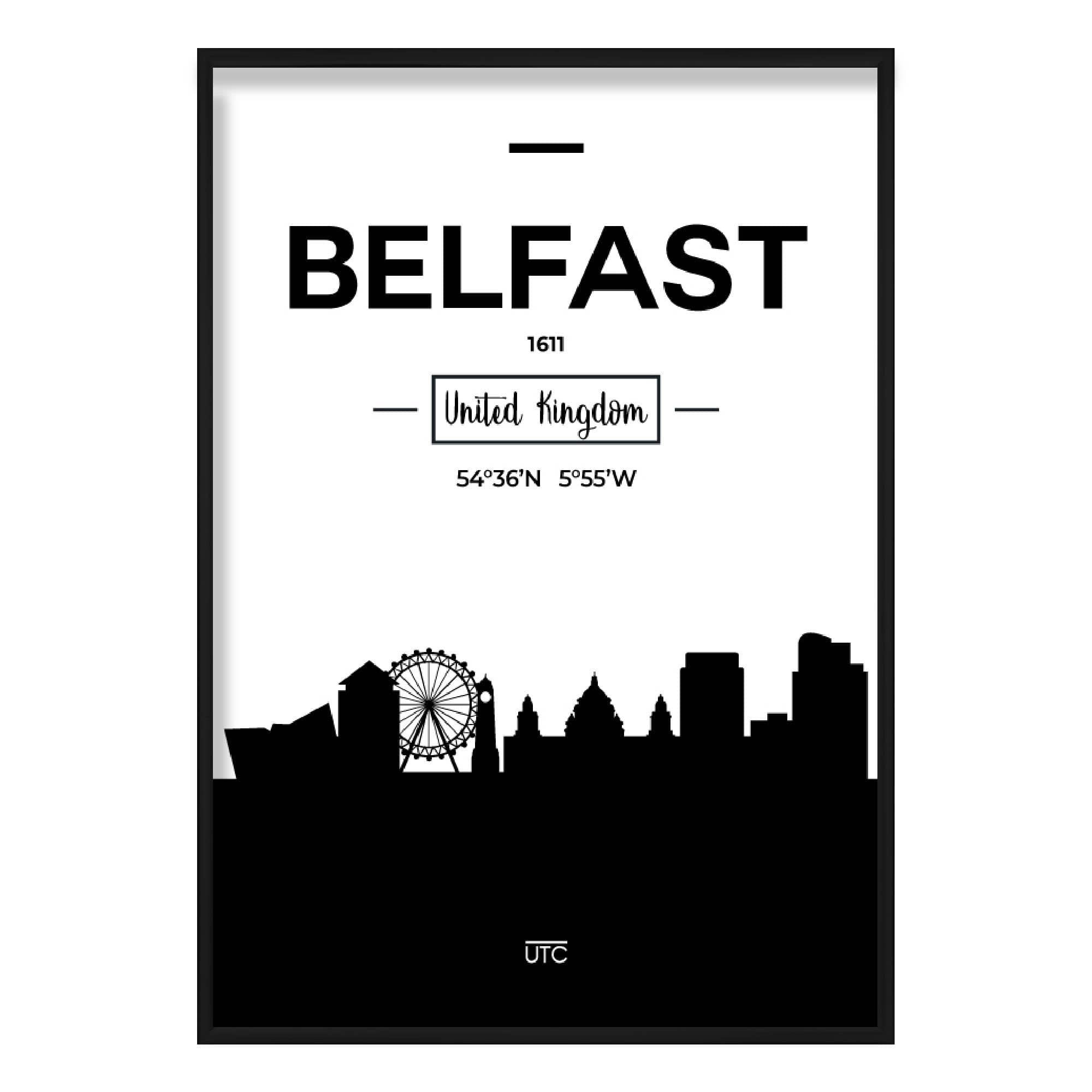 Belfast UK Skyline Cityscape Print