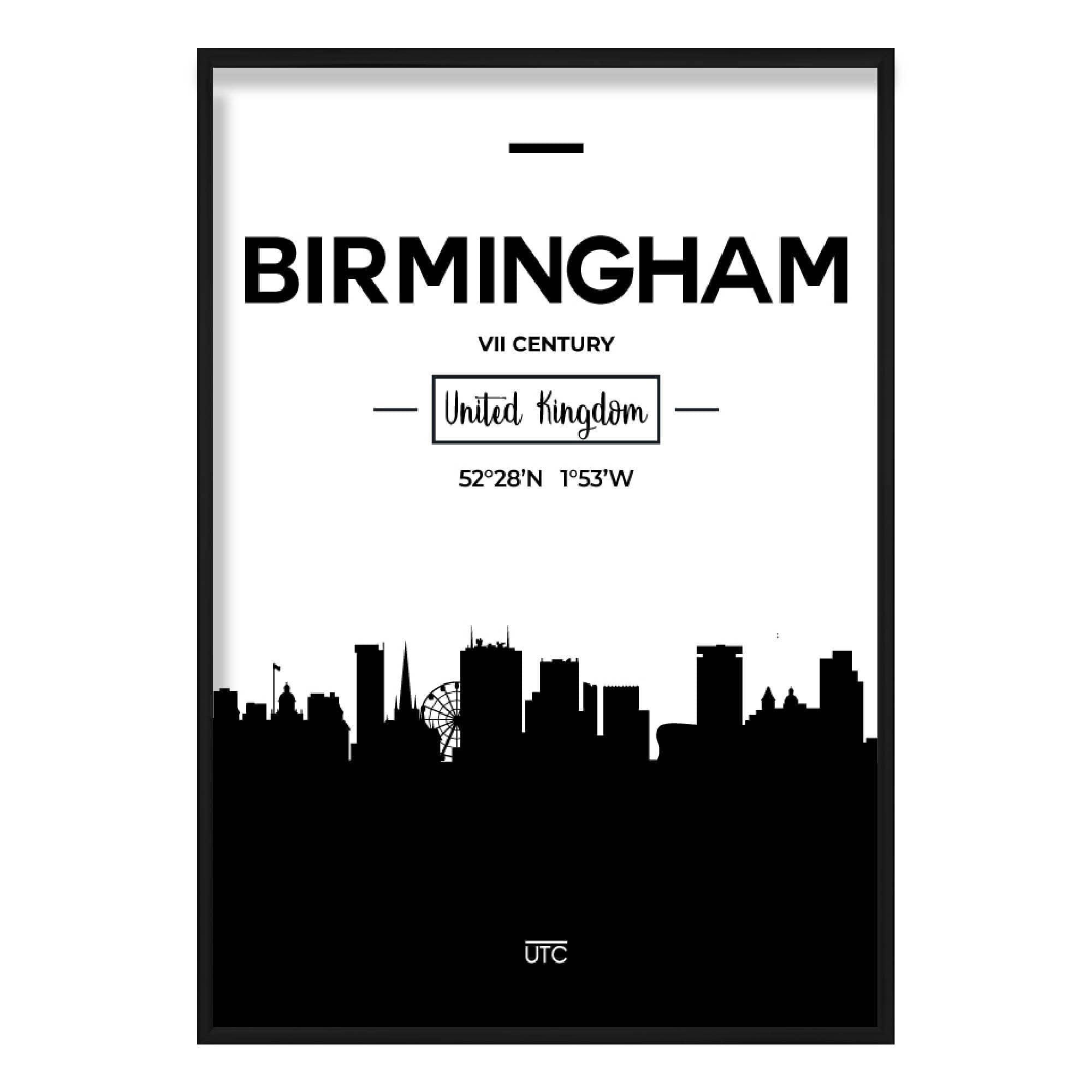 Birmingham City Skyline Cityscape Print