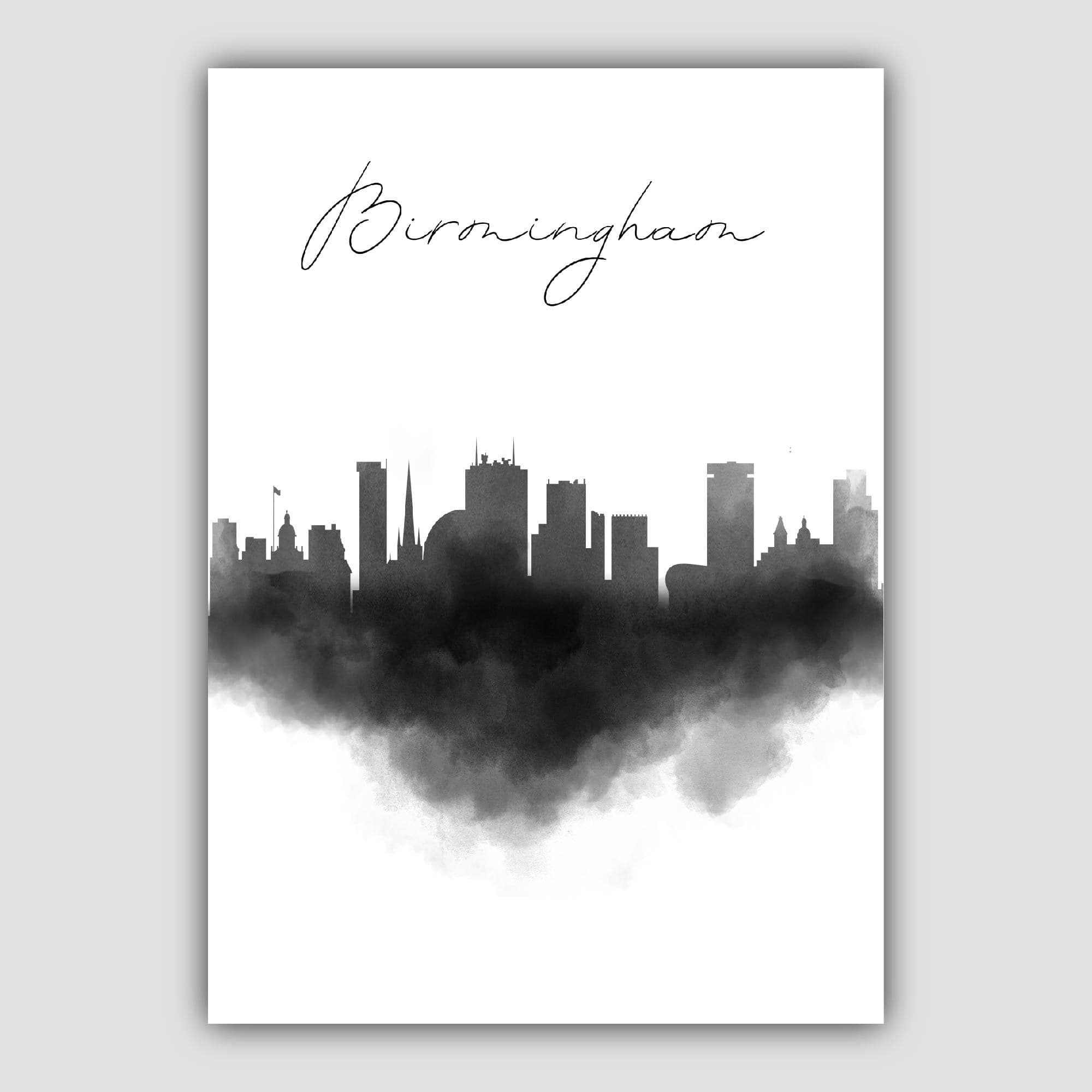 Birmingham Watercolour Skyline Cityscape Print