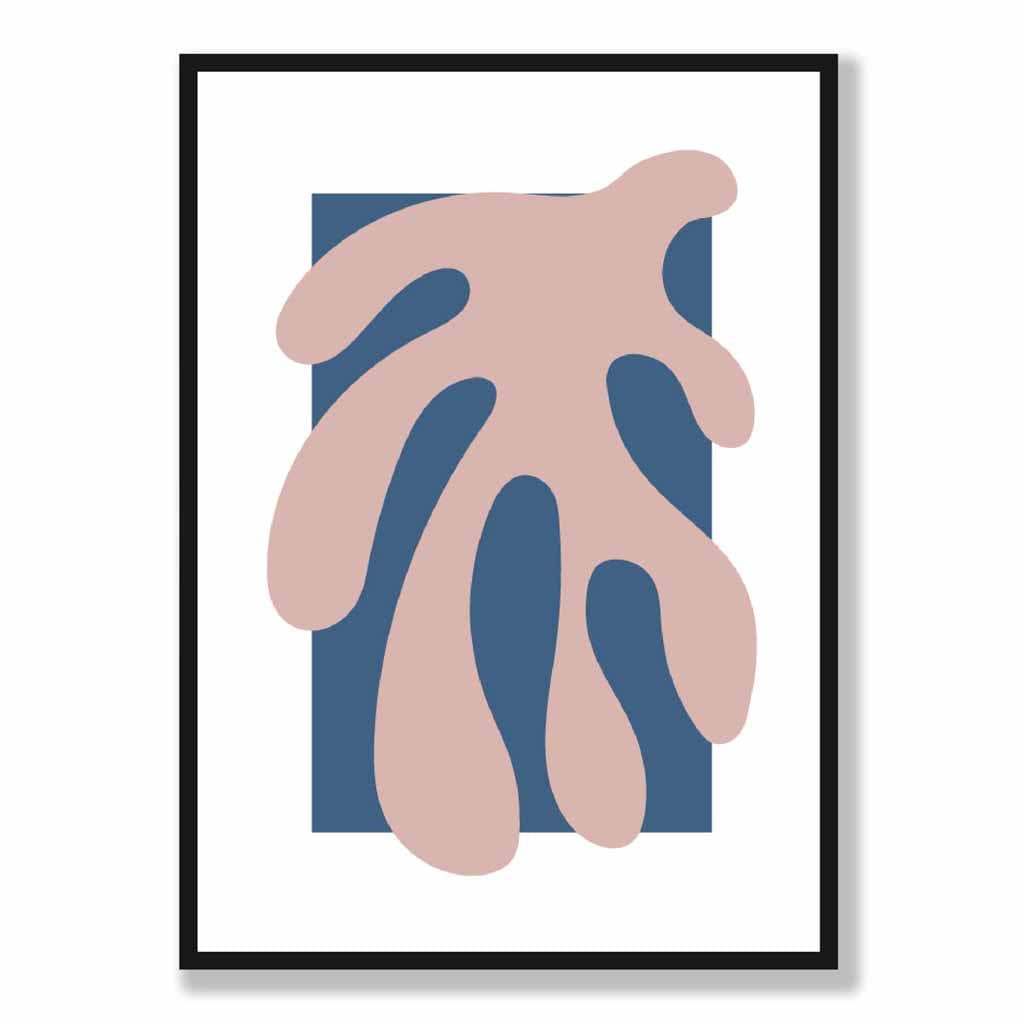 Pink and Blue Matisse Inspired Floral Wall Art Print No 1