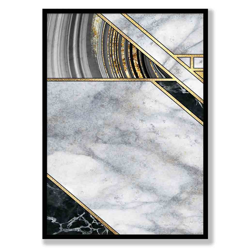 Abstract Black Marble and Gold No 3 Poster