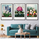 Vintage Cottage Garden Flowers Botanical Set of 3 Wall Art Prints