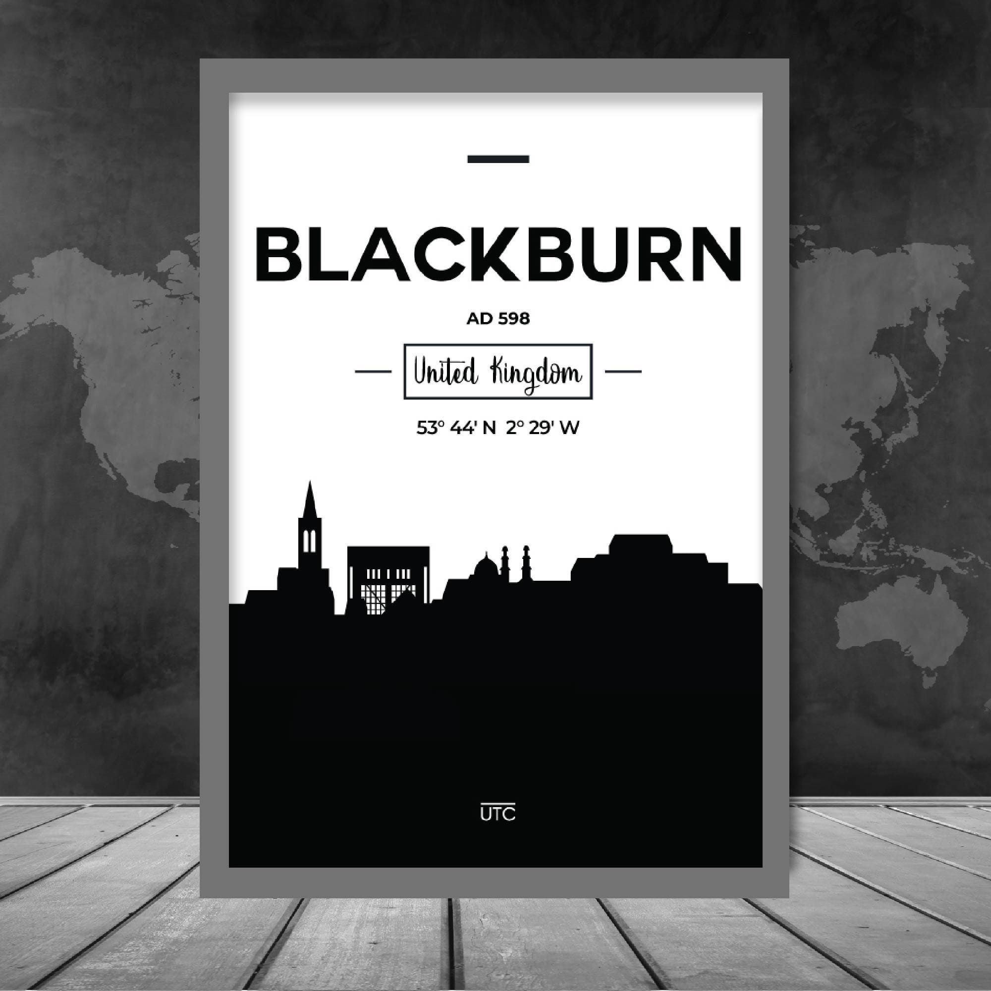 Blackburn City Skyline Cityscape Print