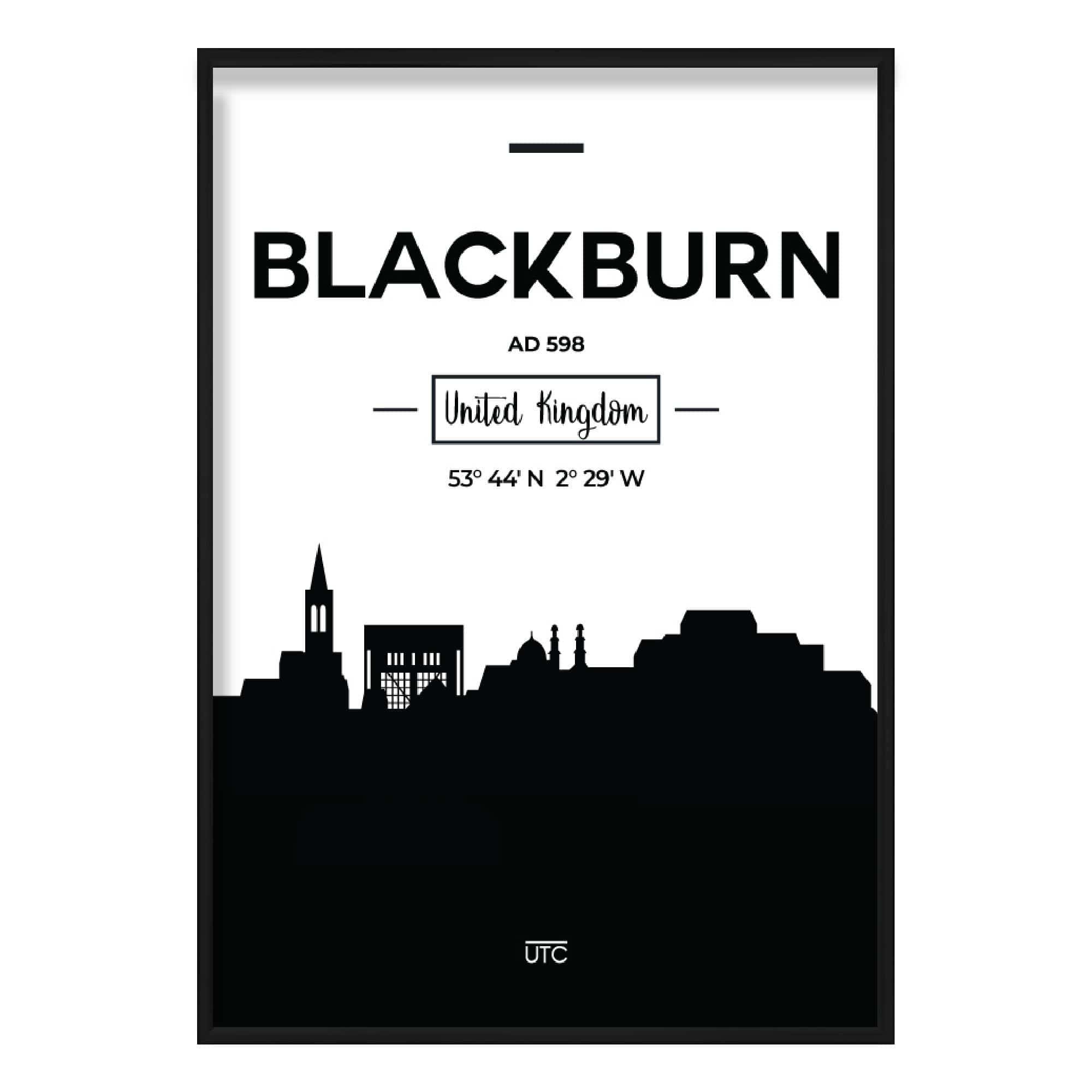 Blackburn City Skyline Cityscape Print