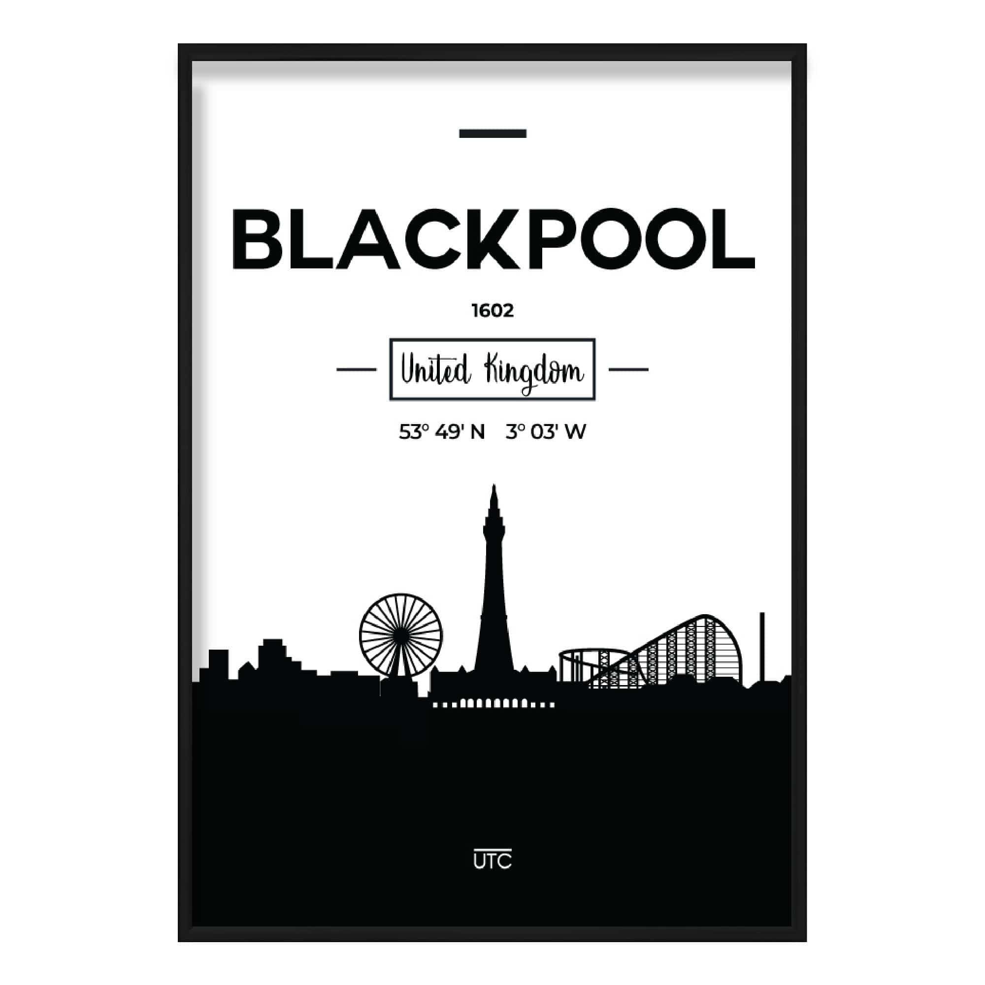 Blackpool City Skyline Cityscape Print