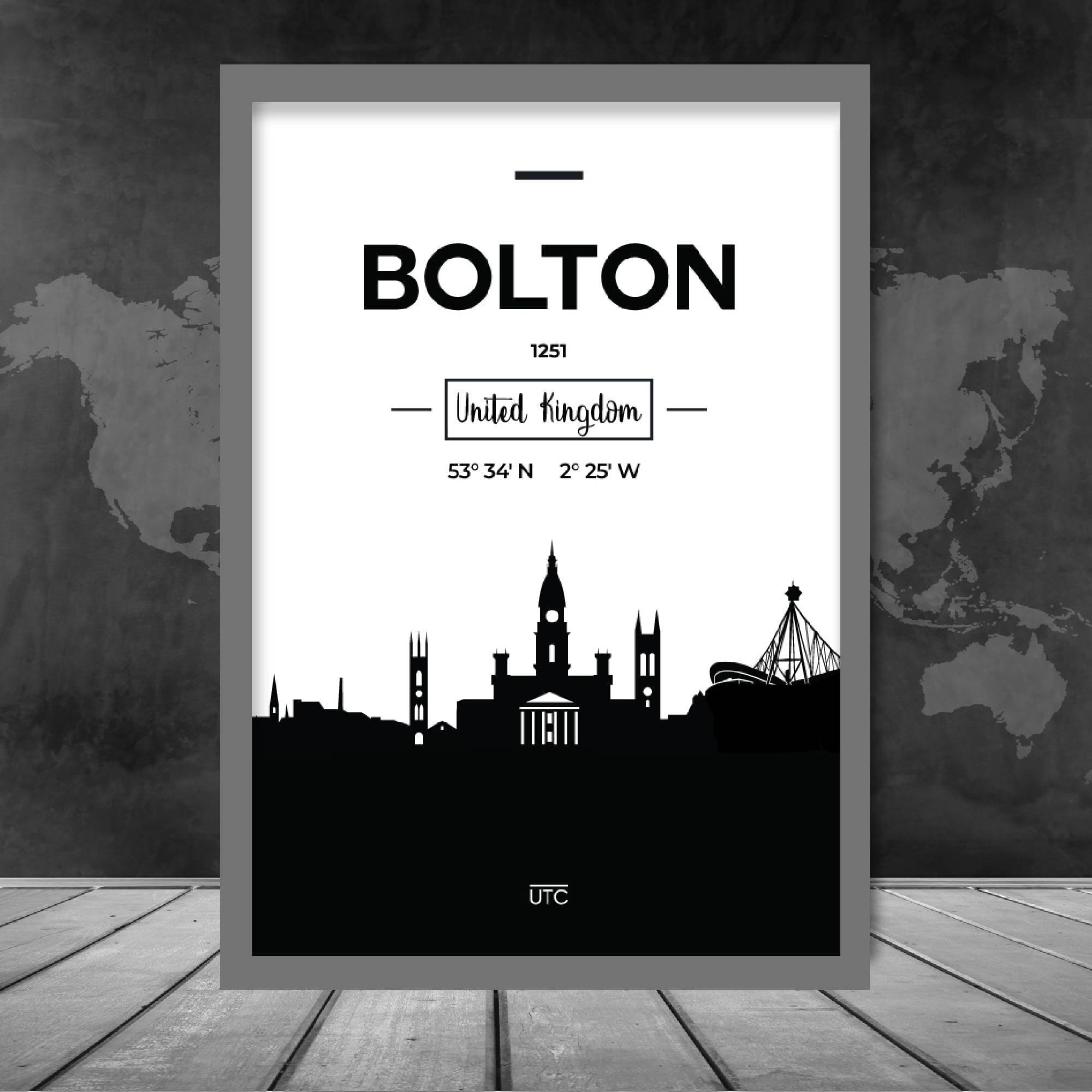 Bolton City Skyline Cityscape Print