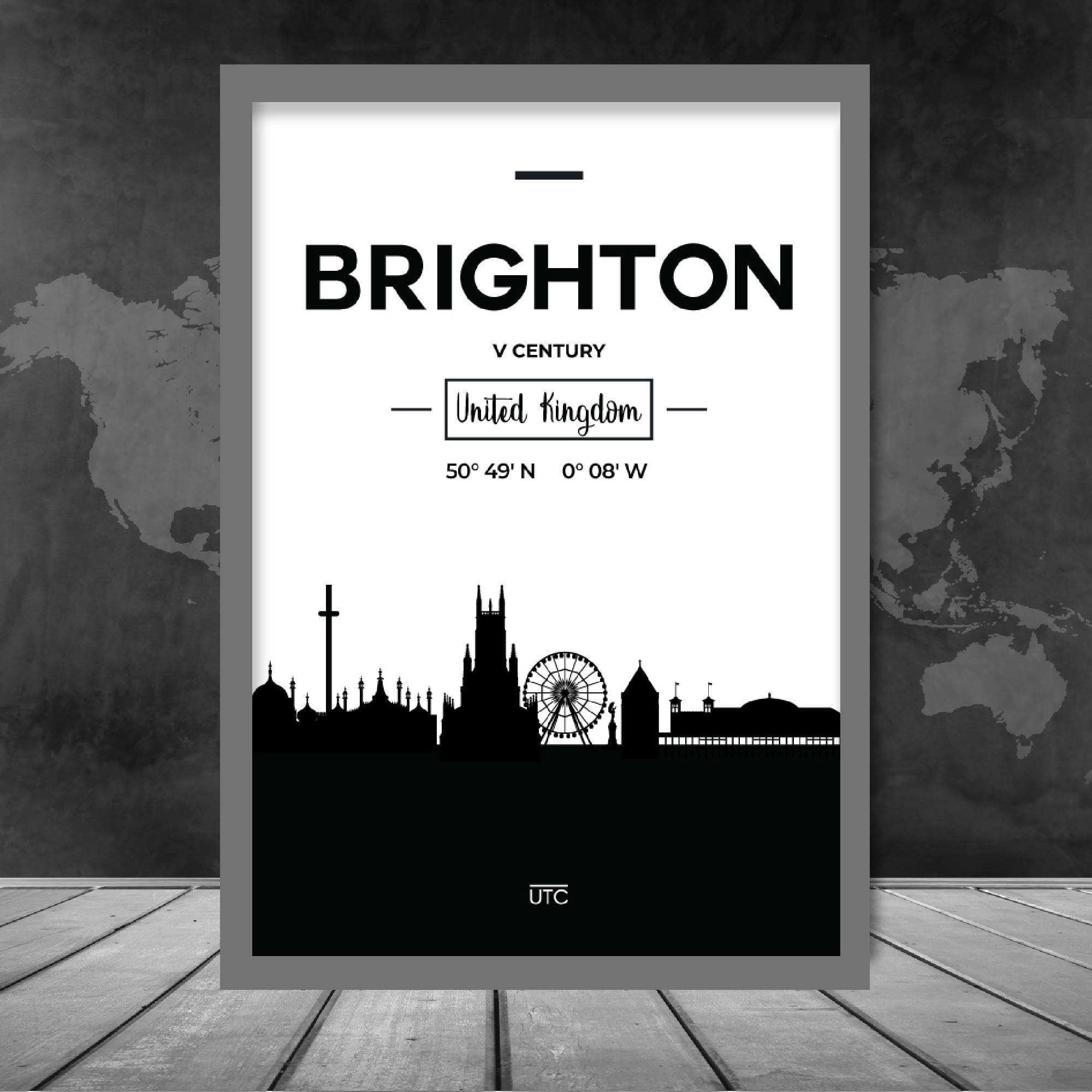 Brighton City Skyline Cityscape Print
