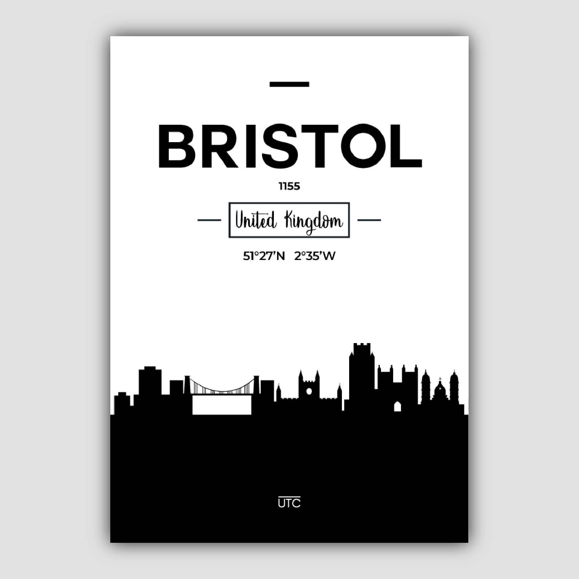 Bristol City Skyline Cityscape Print