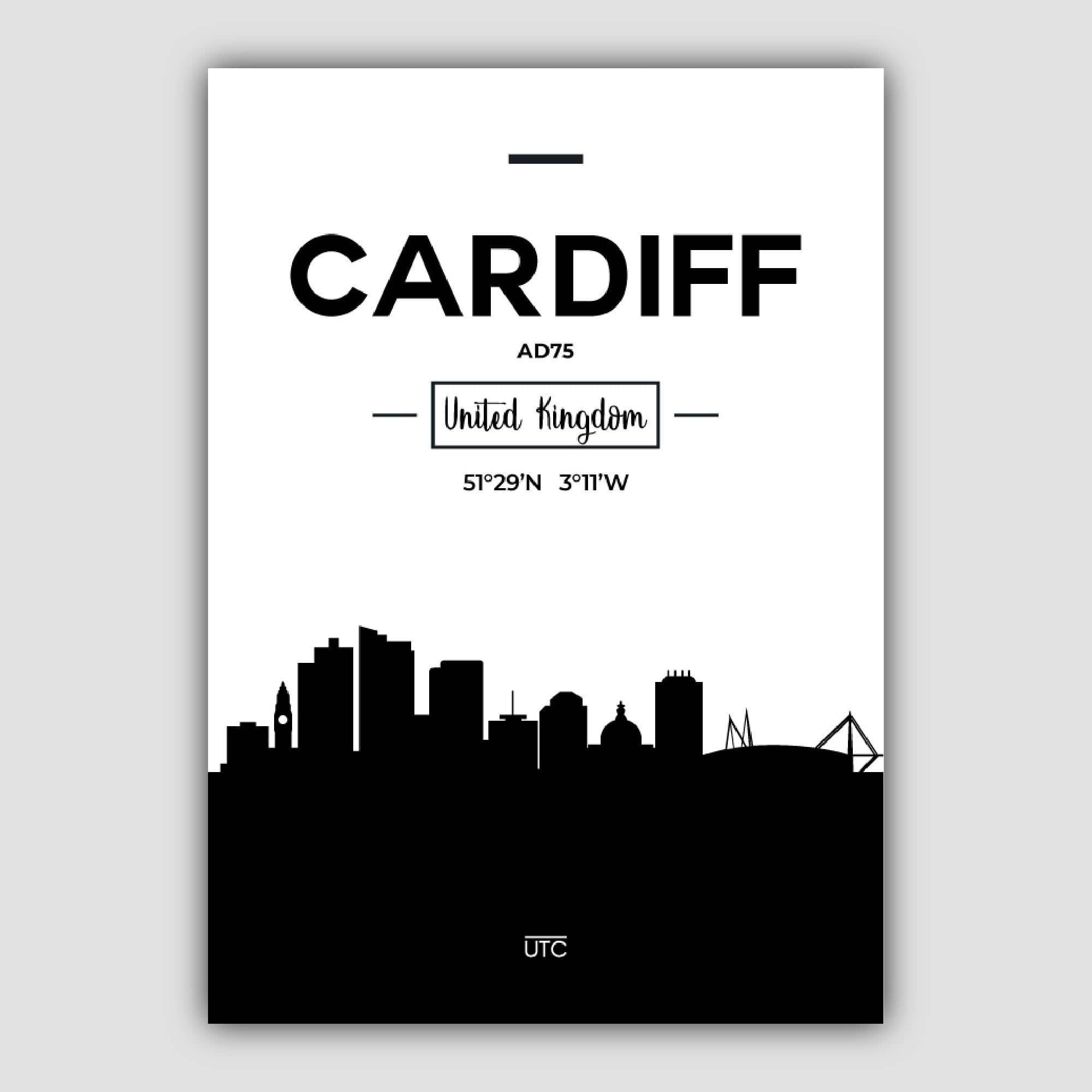 Cardiff City Skyline Cityscape Print