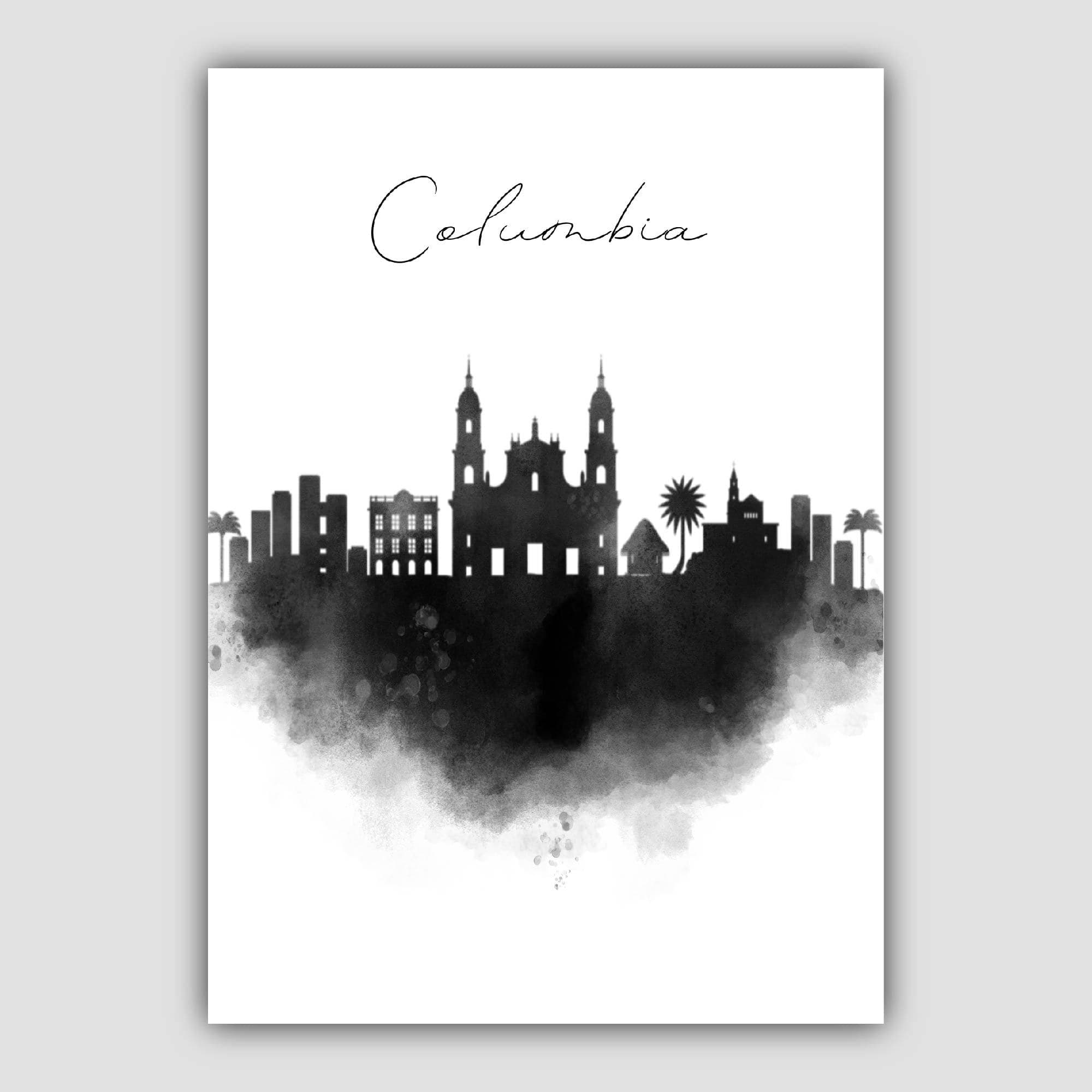 Columbia Watercolour Skyline Cityscape Print