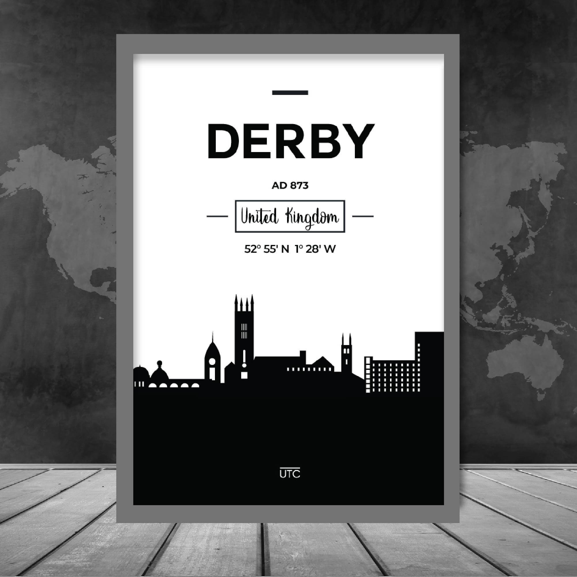 Derby City Skyline Cityscape Print