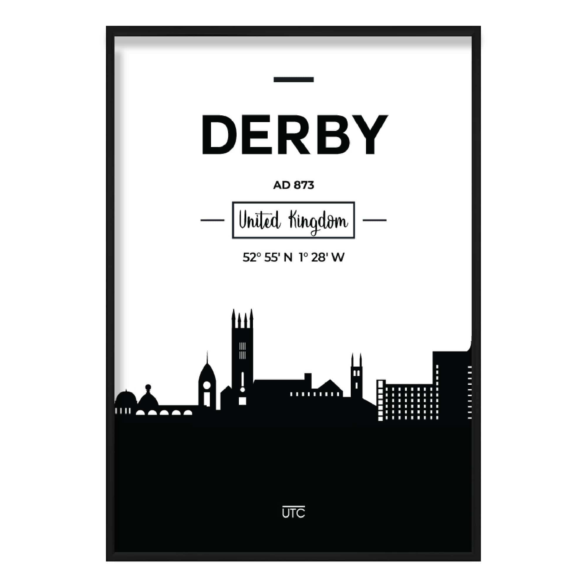 Derby City Skyline Cityscape Print