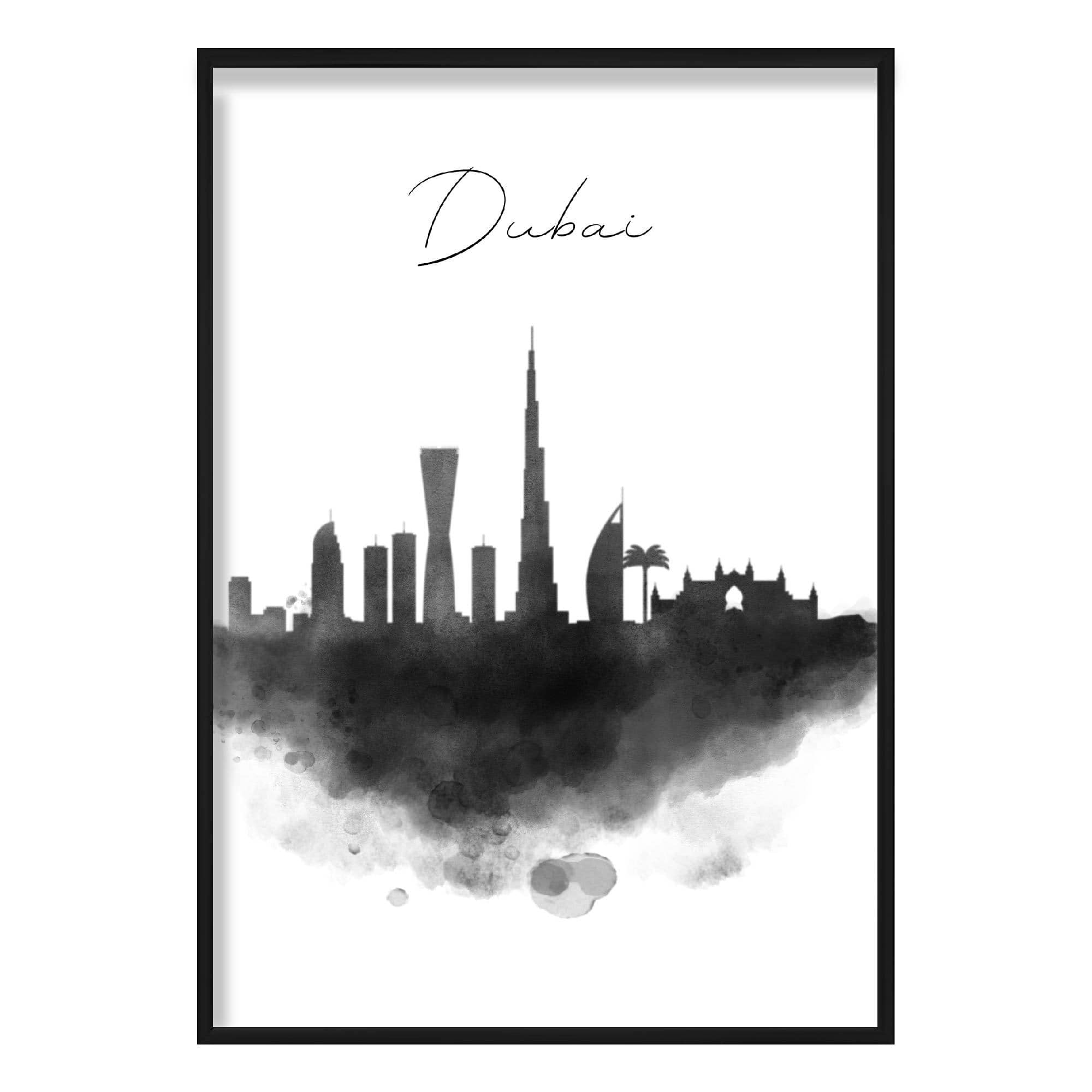 Dubai Watercolour Skyline Cityscape Print